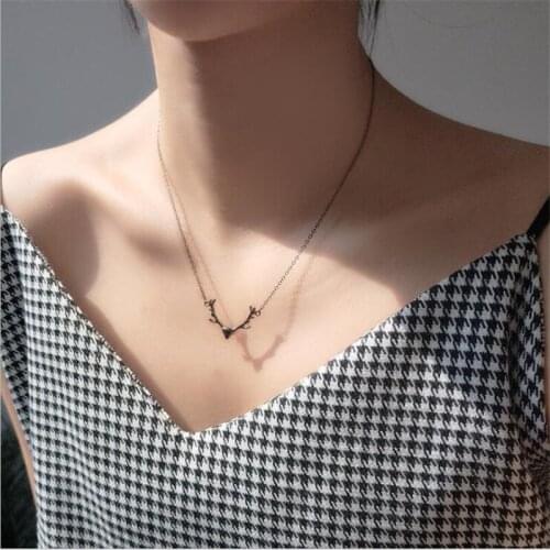 New Arrival Creative Dark Perosnality Black Elk Branches 925 Sterling Silver Jewelry Not Allergic Antler Women Necklaces H561