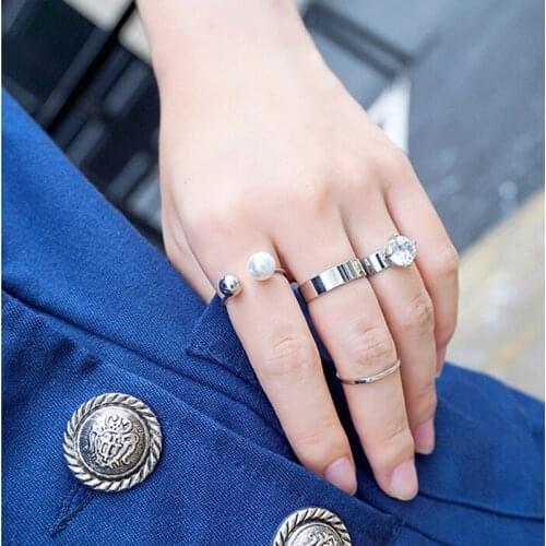 New Arrival High Quality Zirconia Punk Rings Street Personality Midi Finger Set Ring For Women Girl Gift 1 Set=4 pieces
