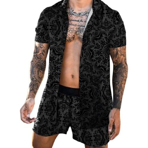 New Mens Floral Hawaii Tracksuit Summer Beach 2 Piece Set Short Sleeve Shirt Shorts Japanese Kimono Shirts Beachwear Short Set