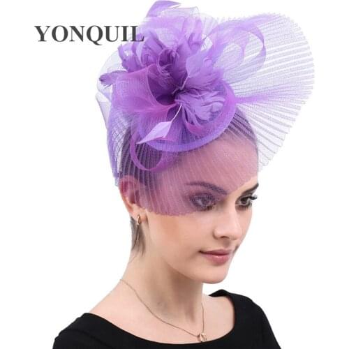 Charming New Bride Tulle Hats Feathers Fascinator Flowers Headwear Noble Bridal Wedding Hats Lady Party Dinner Hair Accessories