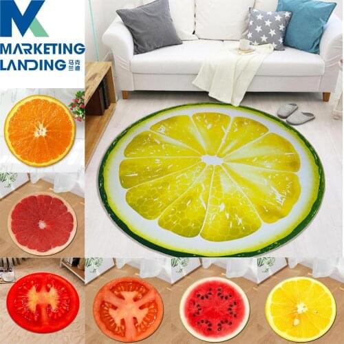 Refreshing summer Round Carpet Fruit 3D Soft Carpets Yoga mat Anti-slip Rugs Kiwi Watermelon Floor Mat for kids Room Home Decor