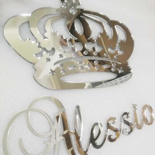 Personalized Mirror Acrylic Princess Crown wall hanging Sign with name Wedding Gift, custom family sign 25cm