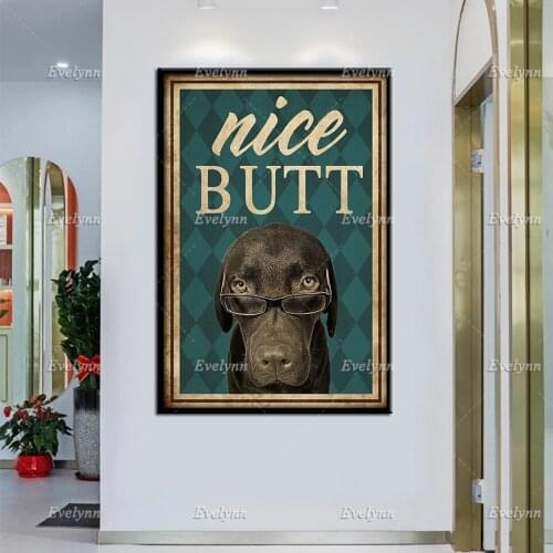 Labrador Dog Lovers Nice Butt Retro Poster Wall Art Print Home Living Bathroom Restroom Toilet Decor Canvas Poster Unique Gift