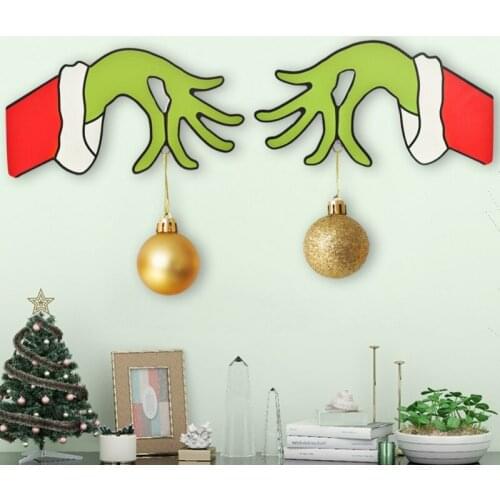Christmas Door Decorations Hanging Sign Grinch Door Hanger Waterproof Hanging Sign Front Door Wall Festive Party Decor