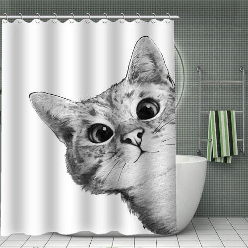Cat animals pink shower curtain set bathroom curtain shower curtain set bath mats rugs bathroom rug set shower curtain set