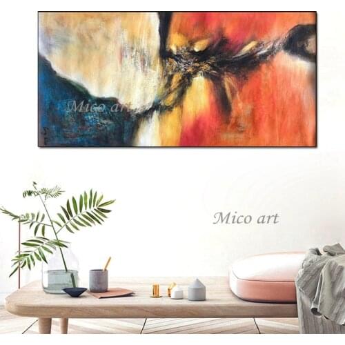 Hand Painted Oil Paintings on Canvas Bright In Colour Abstract Painting Wall Picture for Living Room Home Decor Art No Framed