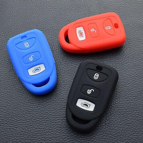 10 units Silicone rubber car Key Case Cover Shell For Hyundai Kia Forte Soul Rio 3 button Key ,For Hyundai Kia key cover