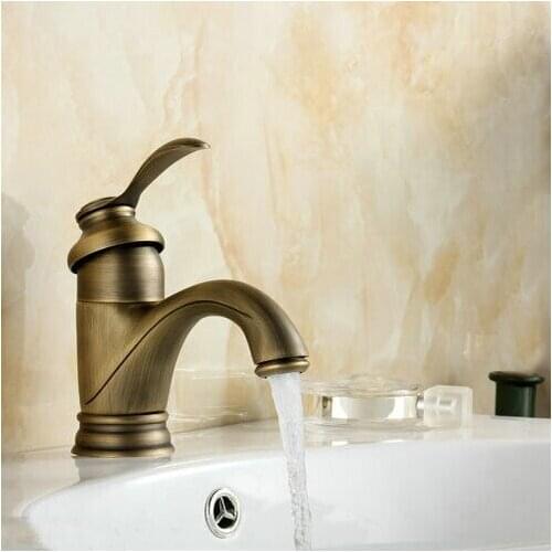 Bathroom Basin Mixer Taps Antique Brass Finished Hot and Cold Deck Mounted with ceramic torneiras para banheiro crane AF1056