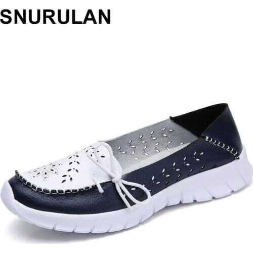 SNURULANwomen ladies hollow flat vulcanized moccasins sneakers shoes 2019 fashion sneakers women casual Roman lace-up shoes