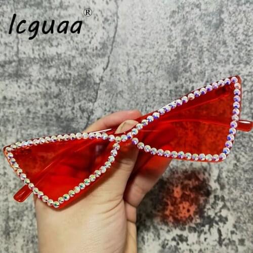 Fashion Sunglasses women Candy Color Cat eye Sunglasses Luxury diamond Cute Small glasses for ladies Vintage Shades female UV400