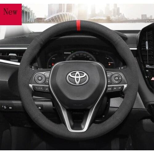Hand-Stitched Leather Suede Car Steering Wheel Cover for Toyota RAV4 Rongfang Camry Avalon Car Accessories