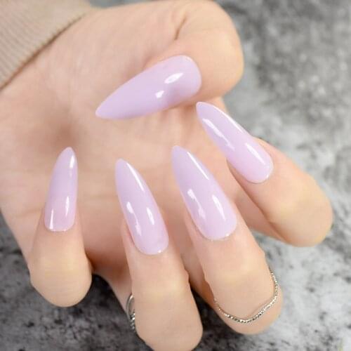 Light Purple Stilettos Sharp Nail Art Acrylic False Nail Tip New Extra Long Taro Purple Pointed Fake Stiletto Nails Full Cover