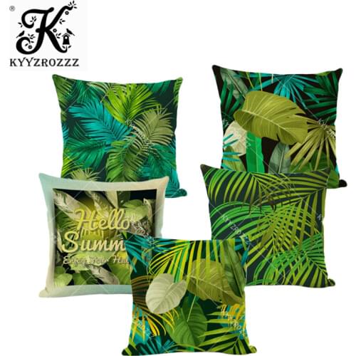Tropical banana Leaves Cushion Cover Palm Leaf Pillow Cases Linen Car Decorative Pillowcase Large floor Sofa Home Throw Pillows