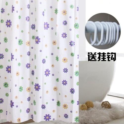 80x180cm Stocked Bathroom Door Shower Curtain Peva Print Green Purple Flower Plant Waterproof