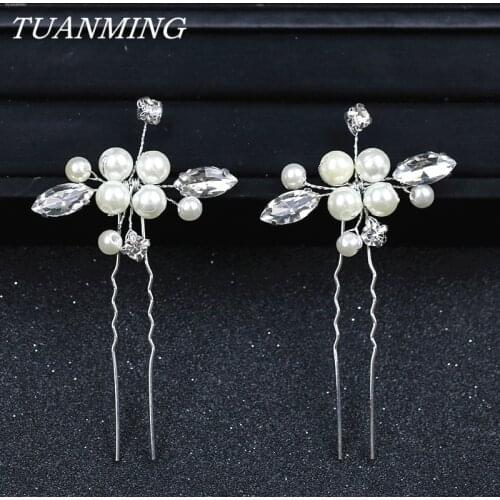 Gold Wedding Hairpins Pearl Bride Hair Jewelry Accessories Flower Bridal Hairpins Hair Ornament For Wedding Accessories Women