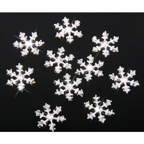 10 Rhinestone Snowflake Applique Cake Topper Embellishment Card Making Craft