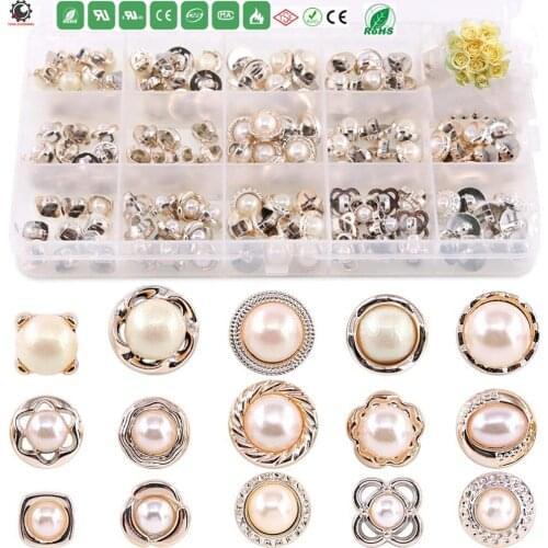 15 Types Beautifu Sew in Faux Pearl Buttons Sewing Crafts with Shank Cover Up Buttons for Clothes Shirts Suits Coats Sweaters