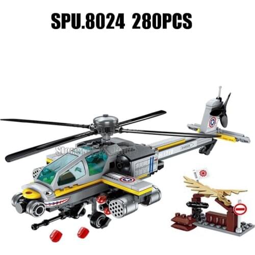 1719 280pcs Military Apache Helicopter Enlighten 3 Building Blocks Toy