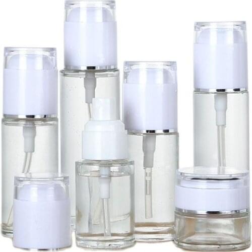 20g 30g 50g 30ml 40ml 50ml Cosmetic Containers Bottle Glass Spray Lotion Pump Packaging Refillable Bottle Cream Jar 60ml 80ml
