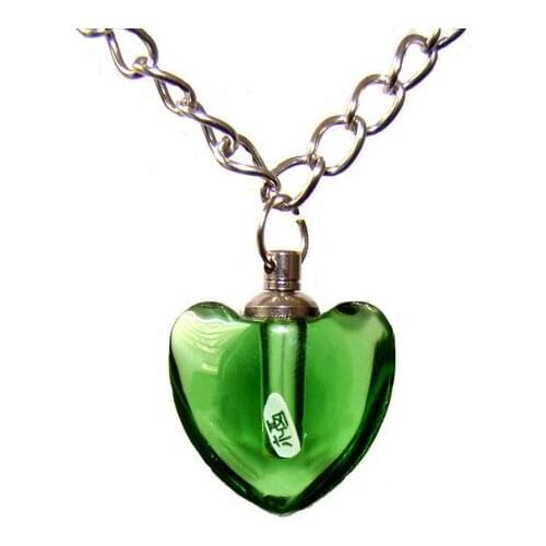25pcs/lot green Smooth hearts Rice vials pendants rice vial pendant perfume empty glass bottle glass spray perfume bottl