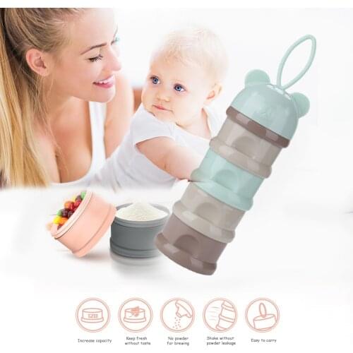 4 Layer Detachable Baby Food Storage Box 480ml Essential Cereal Milk Powder Boxes Portable Toddle Kids Milk Container