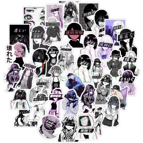 40PCS Cartoon Sexy Anime Sad Girl Graffiti Notebook Hand Account Suitcase Skateboard Decoration Waterproof Sticker Toy Wholesale