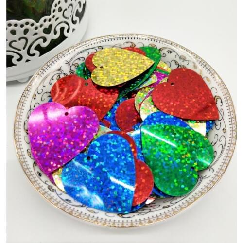500g 32mm Flat Heart Sequins For Crafts Sewing Accessories Customized Confetti Spangles Laser White