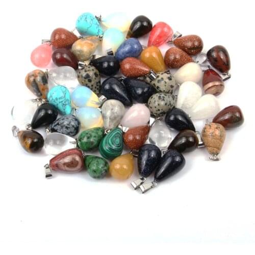 2pcs Natural Stone Pendants Rainbow Stone Clear Quartzs /Sodalite Charms for Jewelry Making DIY Necklaces Earring Size 13x18mm