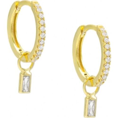 CANNER Earrings For Women 100% Real 925 Sterling Silver Earrings Hoops Simple Geometry RectangularFine Jewelry Pendientes