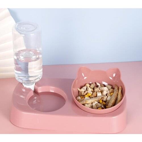 2 in 1 Cat Bowl Water Dispenser Automatic Drinking Water Bottle Dog Cat Feeder Container Pet Food Drinker Bowl Pet Supplies