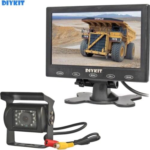 DIYKIT 7" Touch Screen Car Monitor + IR Night Vision CCD Car Camera for Trucks/ Caravans/ Buses 12V-24V DC Reversing System