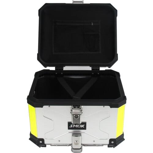 Motorcycle 45L Tailbox Aluminum Alloy Quick Release Trunk Waterproof Long Handle Locked Storage Box Silver and Black