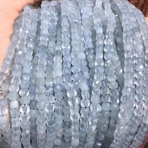 Natural Stone Beads Section Square Aquamarine Loose Beads For Jewelry Making 4 mm DIY Necklace Bracelet Earrings Accessory