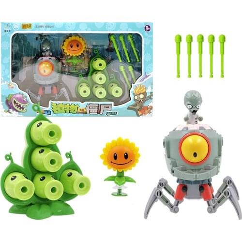 3pcs/lot Plants vs Zombies Action Figure Toys PVZ Dr.Zomboss Sunflower Pea Pod Ejection Shooting Game Toy Gift for Kids No Box