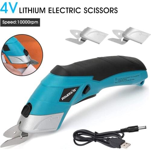 4V Electric Scissor Cordless Multi Function Rechargeable Fabric Scissors Shears Cardboard Crafting Cutting Tool With Blade