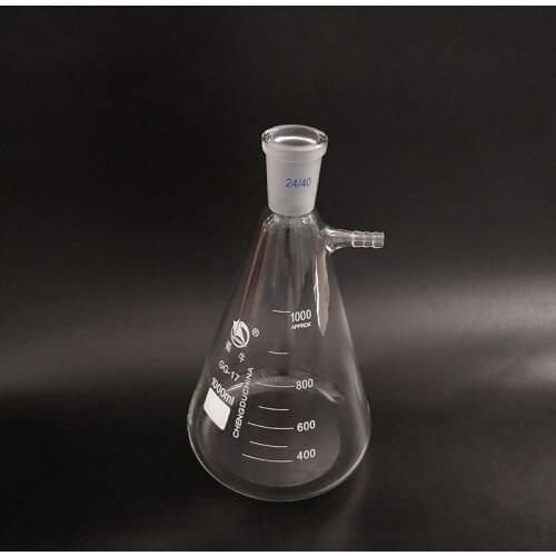 Filtering flask with side tubulature,Capacity 1000ml,Ground mouth 24/40,Triangle flask with tubules,Filter Erlenmeyer bottle