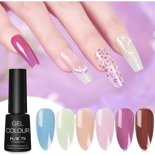 7ml Opal Jelly Nail Gel Polish Semi-transparent Ice Color Soak Off UV Gel Nail Art Varnish Bule Purple Manicure Gel Polish