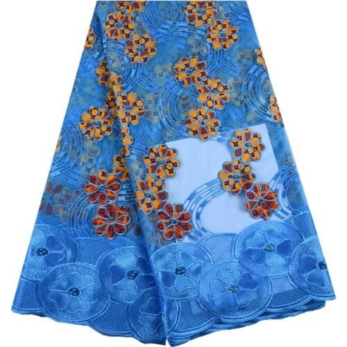 Hot Sale French Lace Fabric Light Blue Nigeria Lace Fabric High Quality African Tulle Laces Fabrics For Wedding Dresses S1005