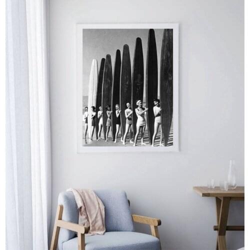 Surfing Art Prints Gift for Surfer Vintage Surf Art Canvas Painting Beach House Decor Surf Photography Poster Wall Art Picture