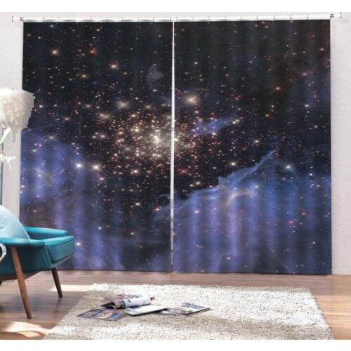 Personality stars starry curtains Bedroom living room windproof thickening blackout fabric 3d curtains