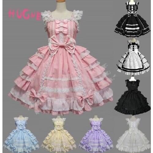Classic Lolita Dress Womens Layered Cosplay Costume Cotton JSK Dress for Girl 11 Colors