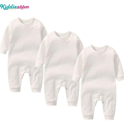 Long Sleeve Baby Rompers winter 3pcs solid Newborn Jumpsuit sleepping Infant Clothes sets white