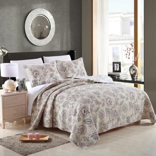 CHAUSUB Cotton Bedspread on the Bed Quilt Set 3pcs Paisley Quilted Bed Cover Pillowcase Queen Size Summer Blanket for Bed
