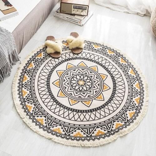 3 sizes Bohemian Style Mandala Pattern Round Carpet Non-Slip Bath Mat Soft thicken flannel Area Rug for Living Room Decor