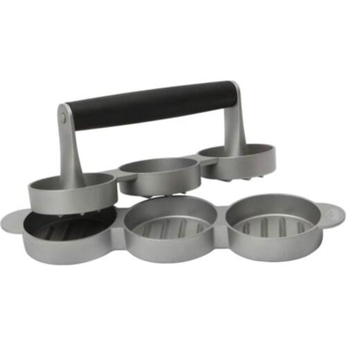 3 Slot Mini Burger Press Triple Aluminum Round Hamburger Presses Beef Burger Maker Mold Metal Cooking Tool Burger Press