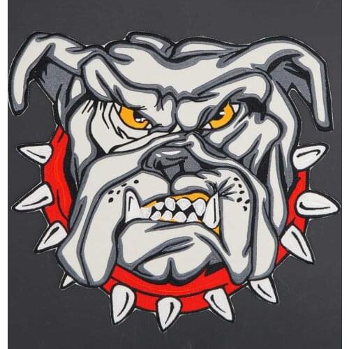 Cartoon Bulldog Large Embroidery Punk Biker Patch Clothes Stickers Apparel Accessories Badge