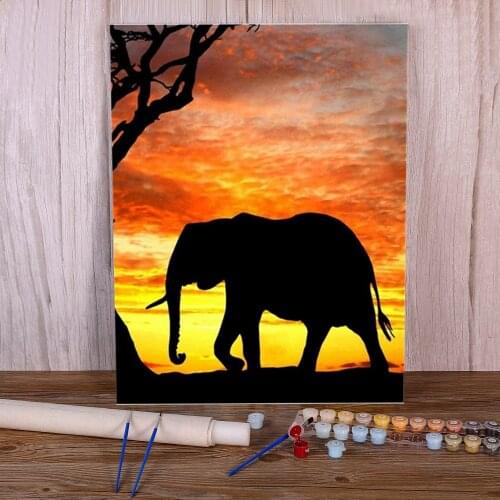 Landscape Elephant Animal Painting By Numbers Kit Acrylic Paints 40*50 Picture By Numbers Photo Wall Decoration Drawing