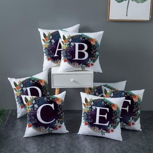 Cushion Cover 45*45 26 Letters Black Style Printed Sofa Pillow Covers Cushions Pillow Case Polyester Pillowcases KD-0372