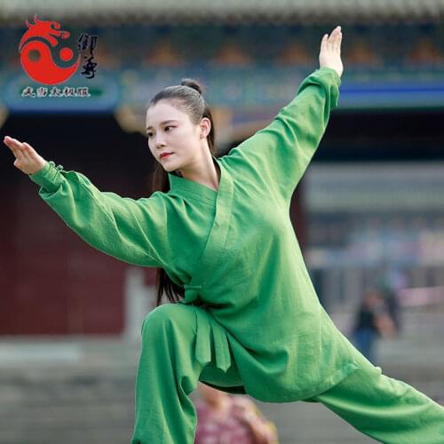 Tai Chi Practice Clothes Mens Asian Cotton Linen Autumn and Winter New Suit Robe Clothes Martial Arts Sets