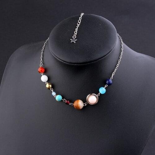 BOEYCJR Universe planet galaxy Necklace Chain Handmade Vintage Jewelry Pendant Collar Necklaces for Women Christmas Gift